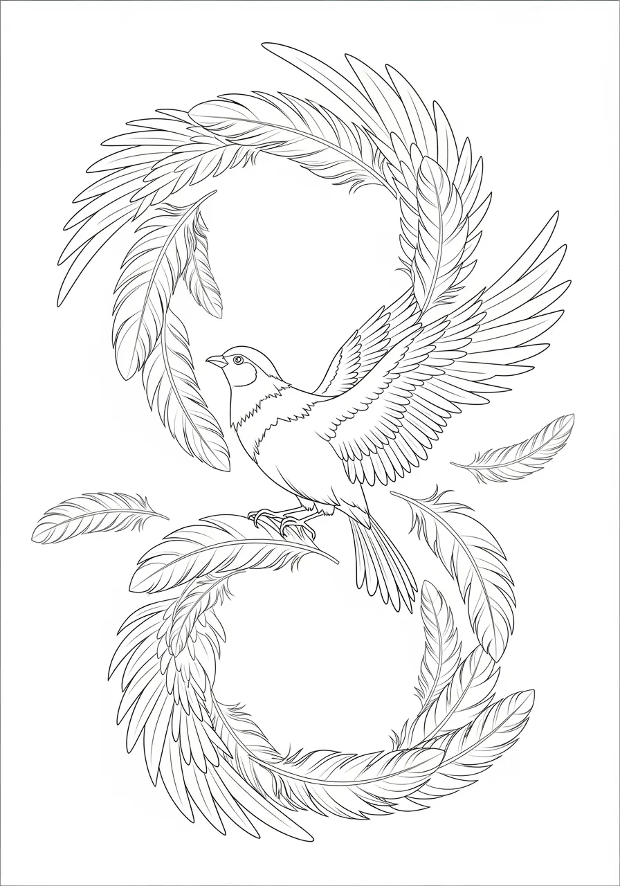 Feather Circle Mandala Coloring Page