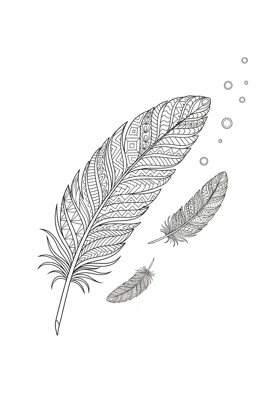 Feather Zentangle Coloring Page