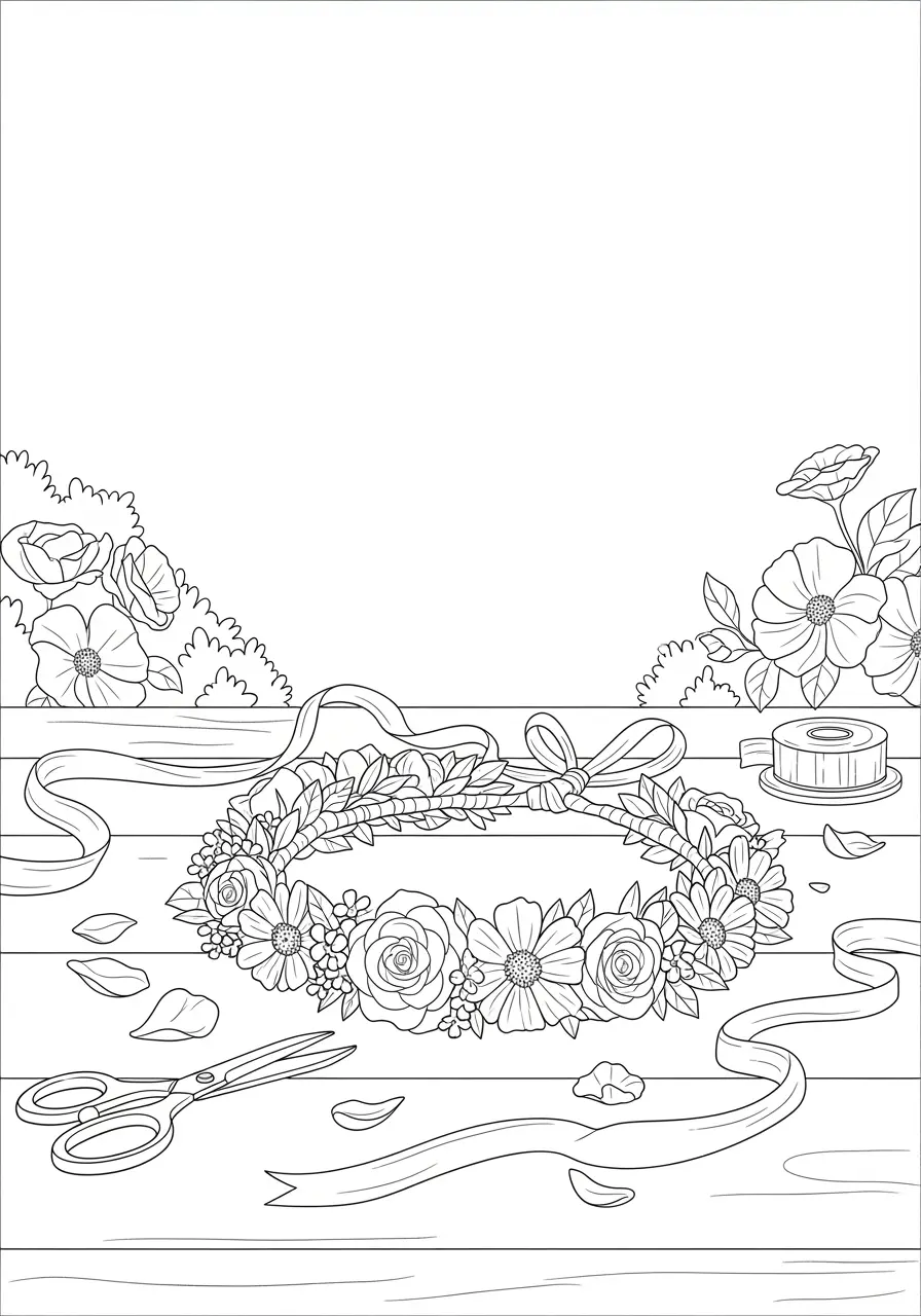 Flower Crown Coloring Page