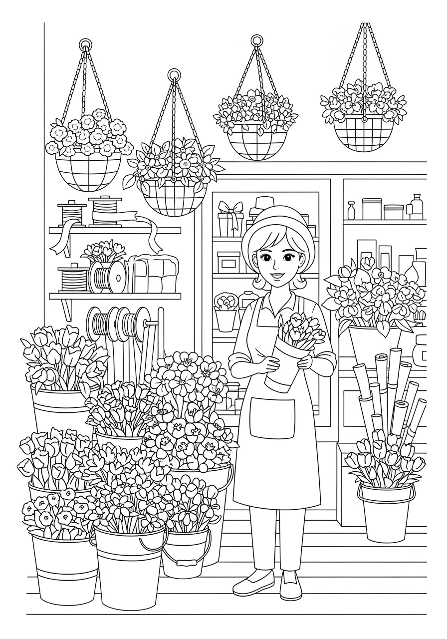 Flower Shop Coloring Page