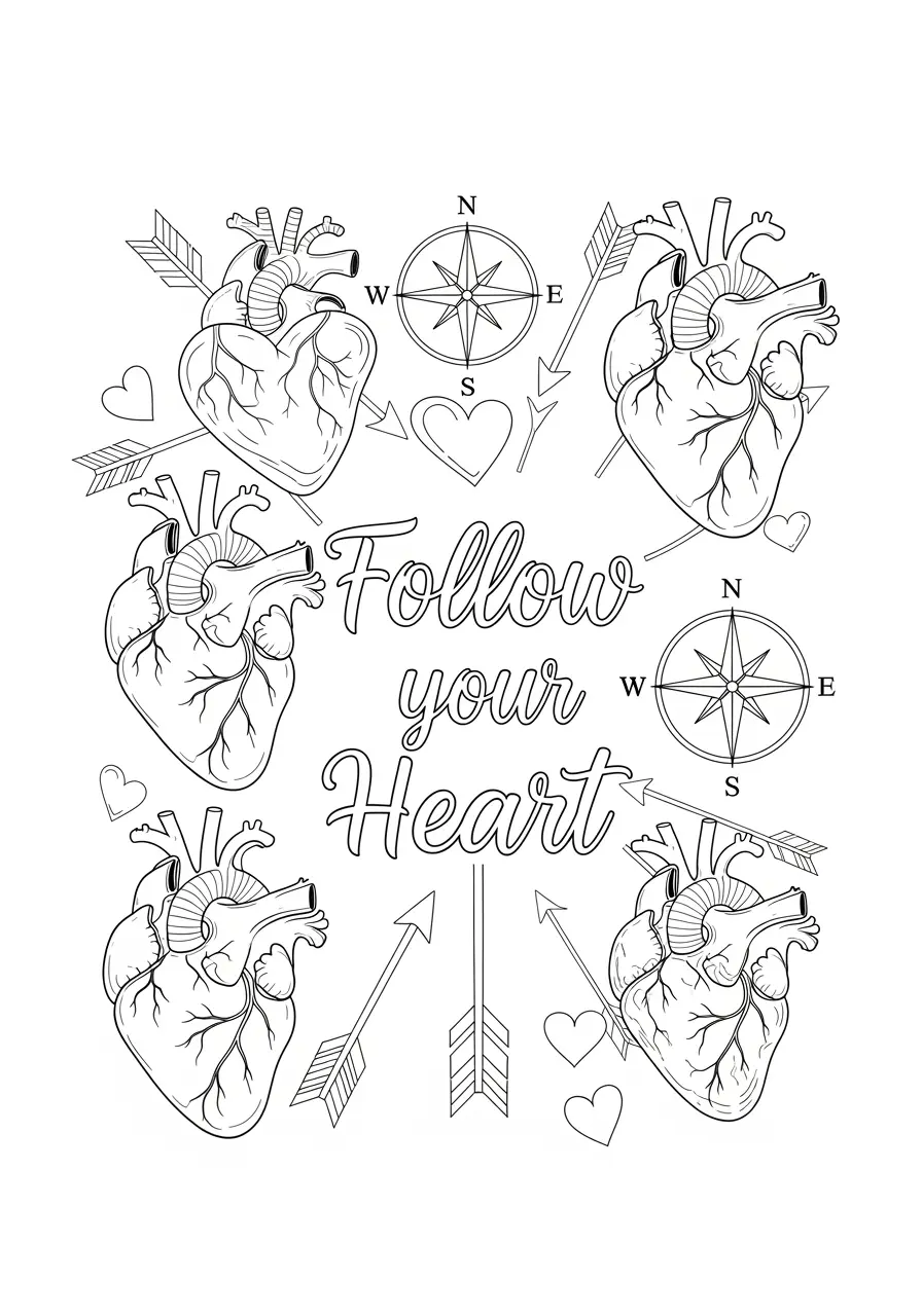 Follow Your Heart Graffiti Coloring Page