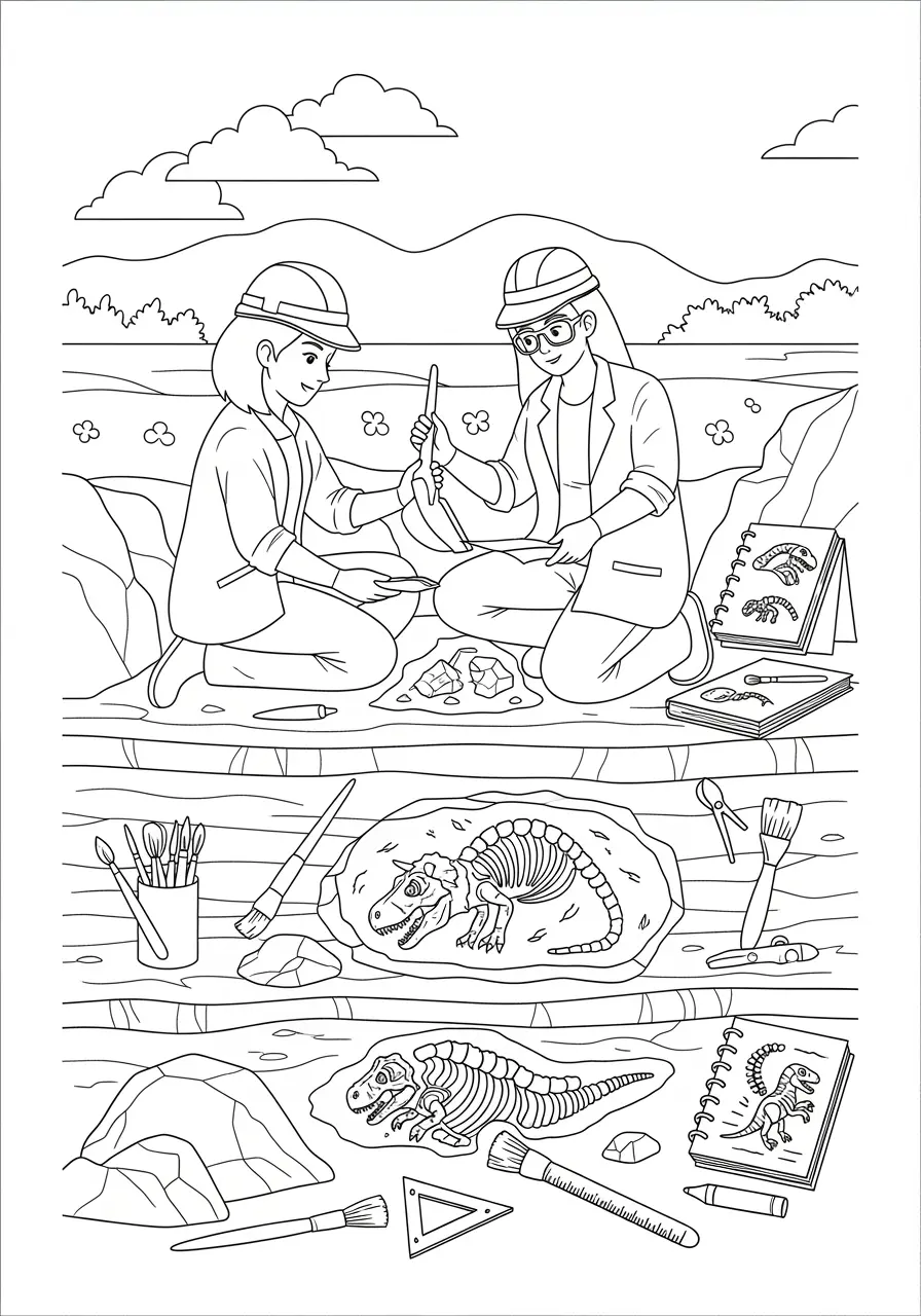 Fossil Discovery Dinosaur Coloring Page
