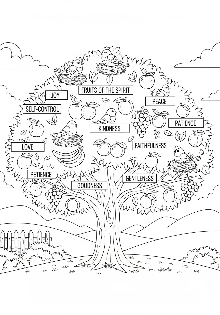 Fruit Spirit Christian Coloring Page
