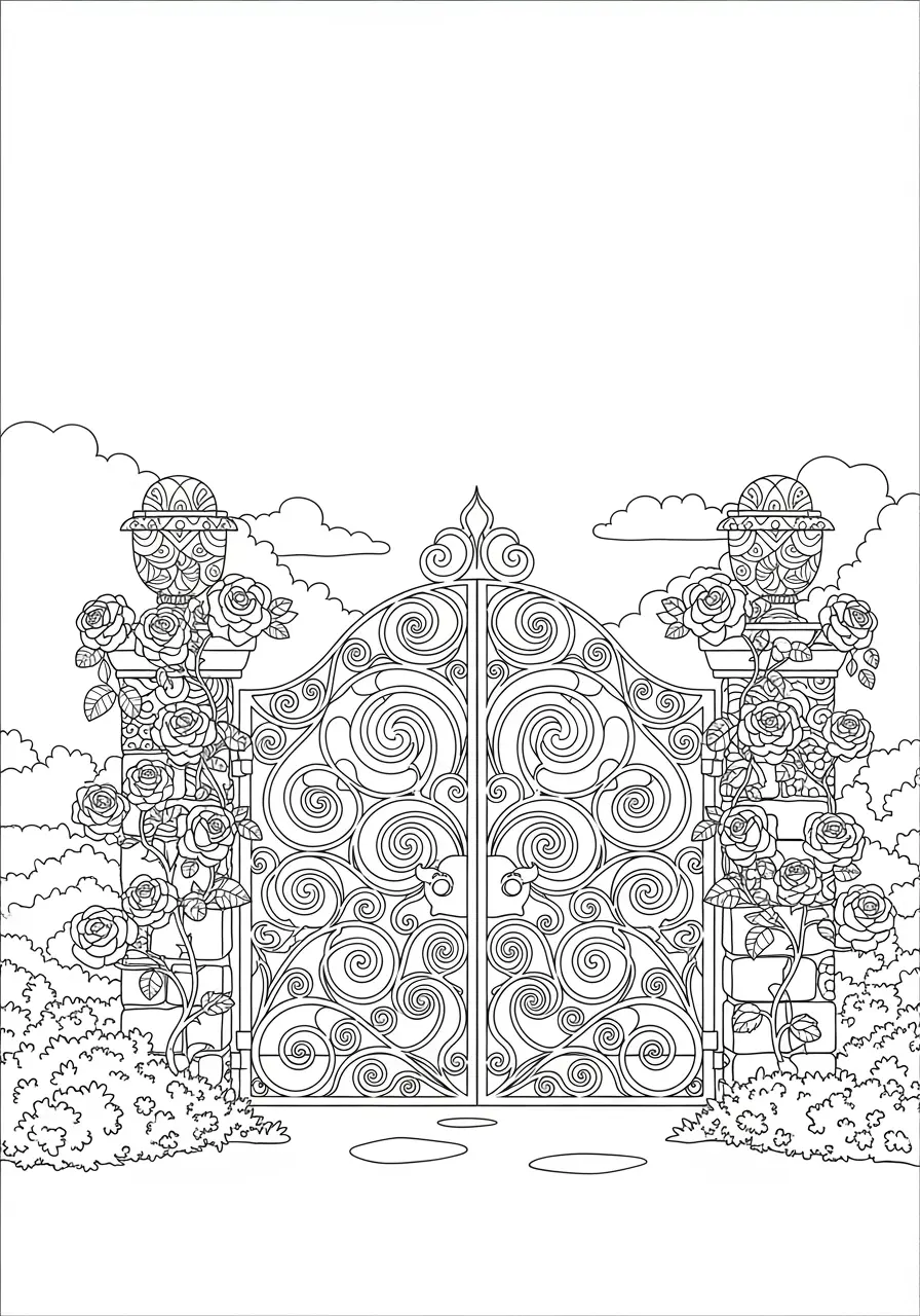 Garden Gate Zentangle Coloring Page