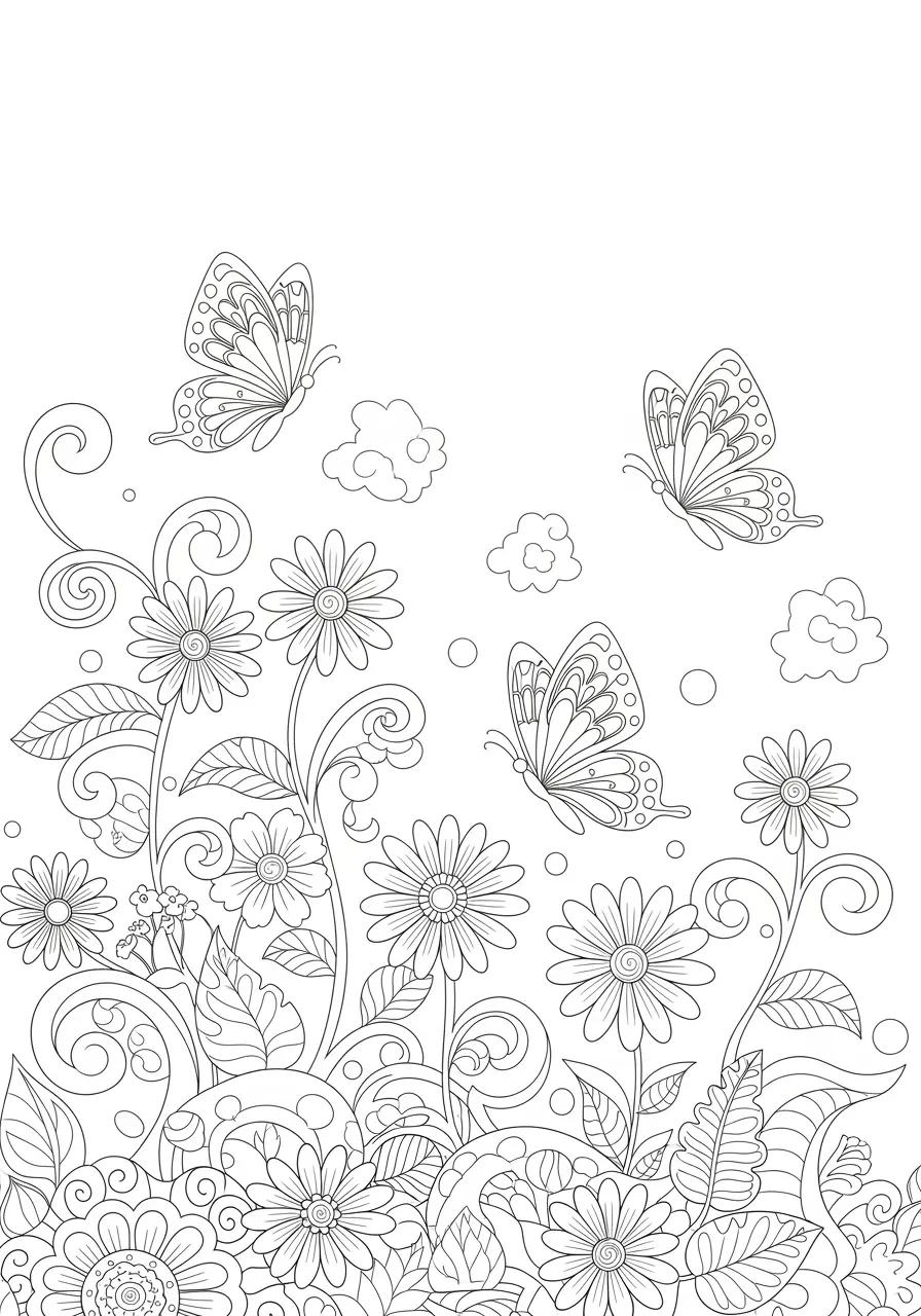 Garden Party Doodle Coloring Page