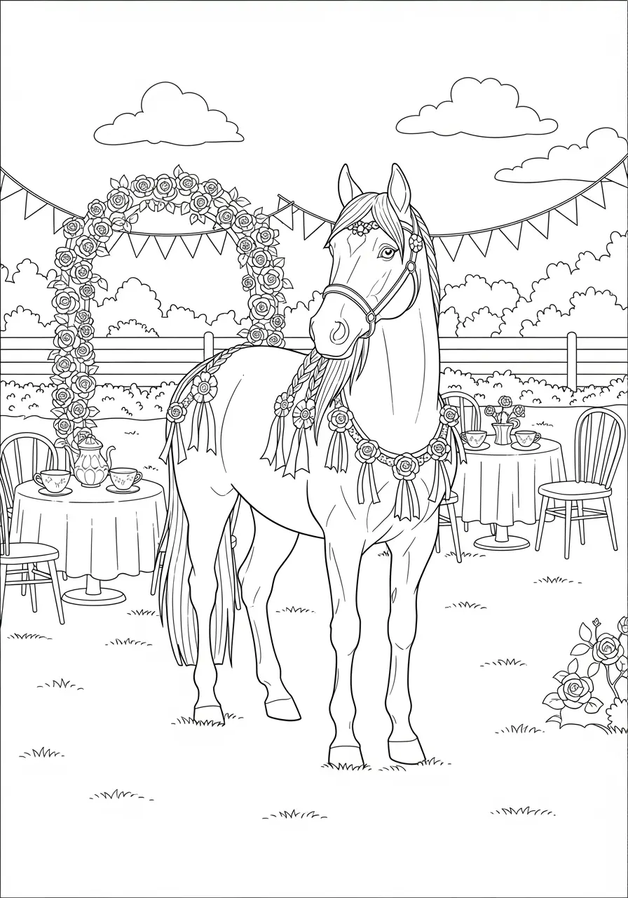 Garden Party Horse Coloring Page