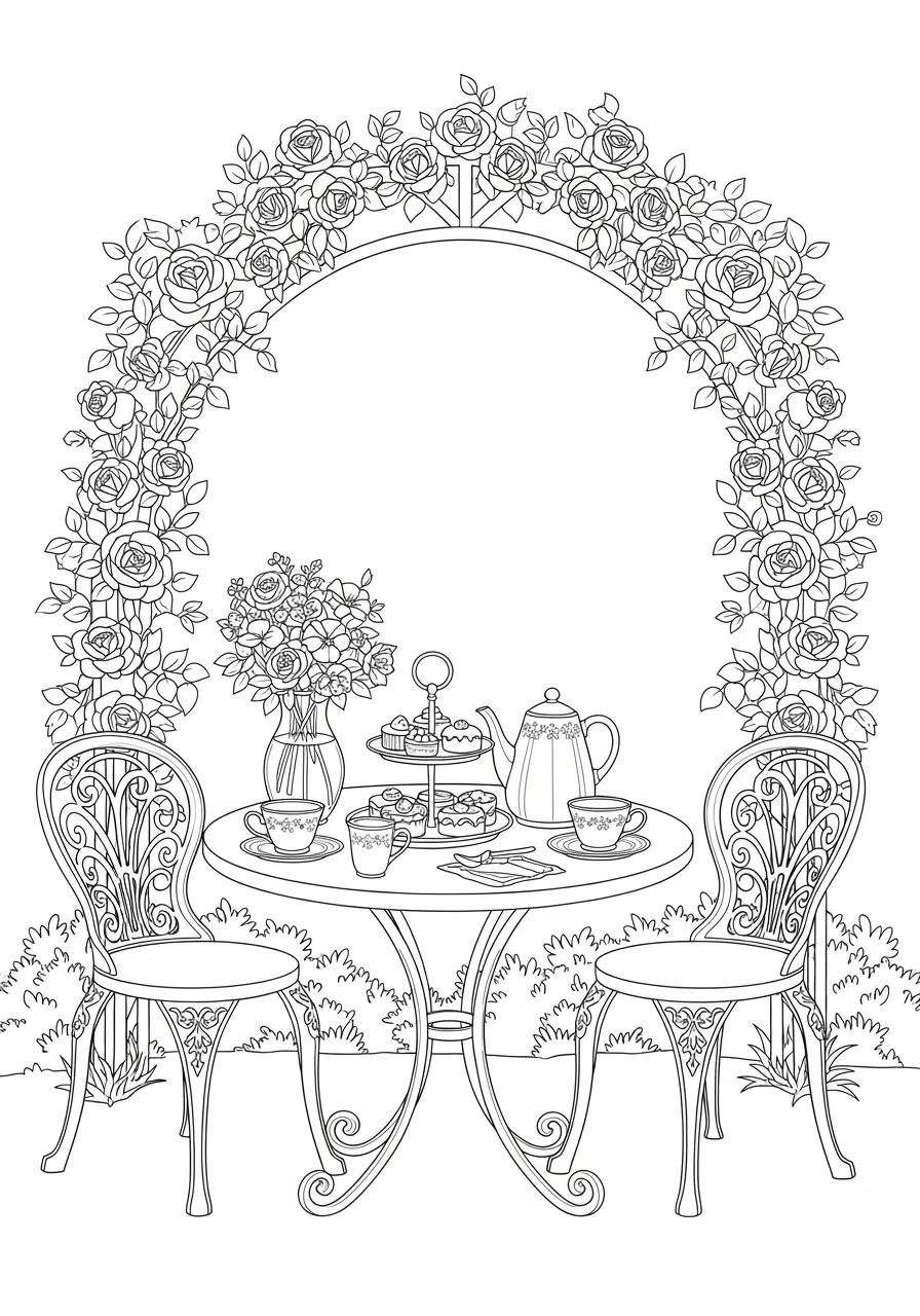 Garden Tea Party Coloring Page