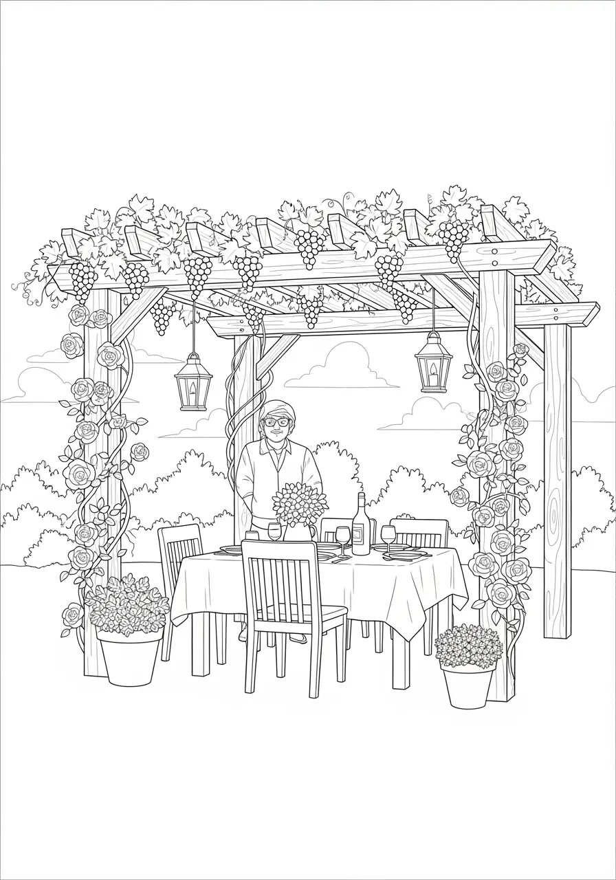 Garten-Pergola-Ausmalbild