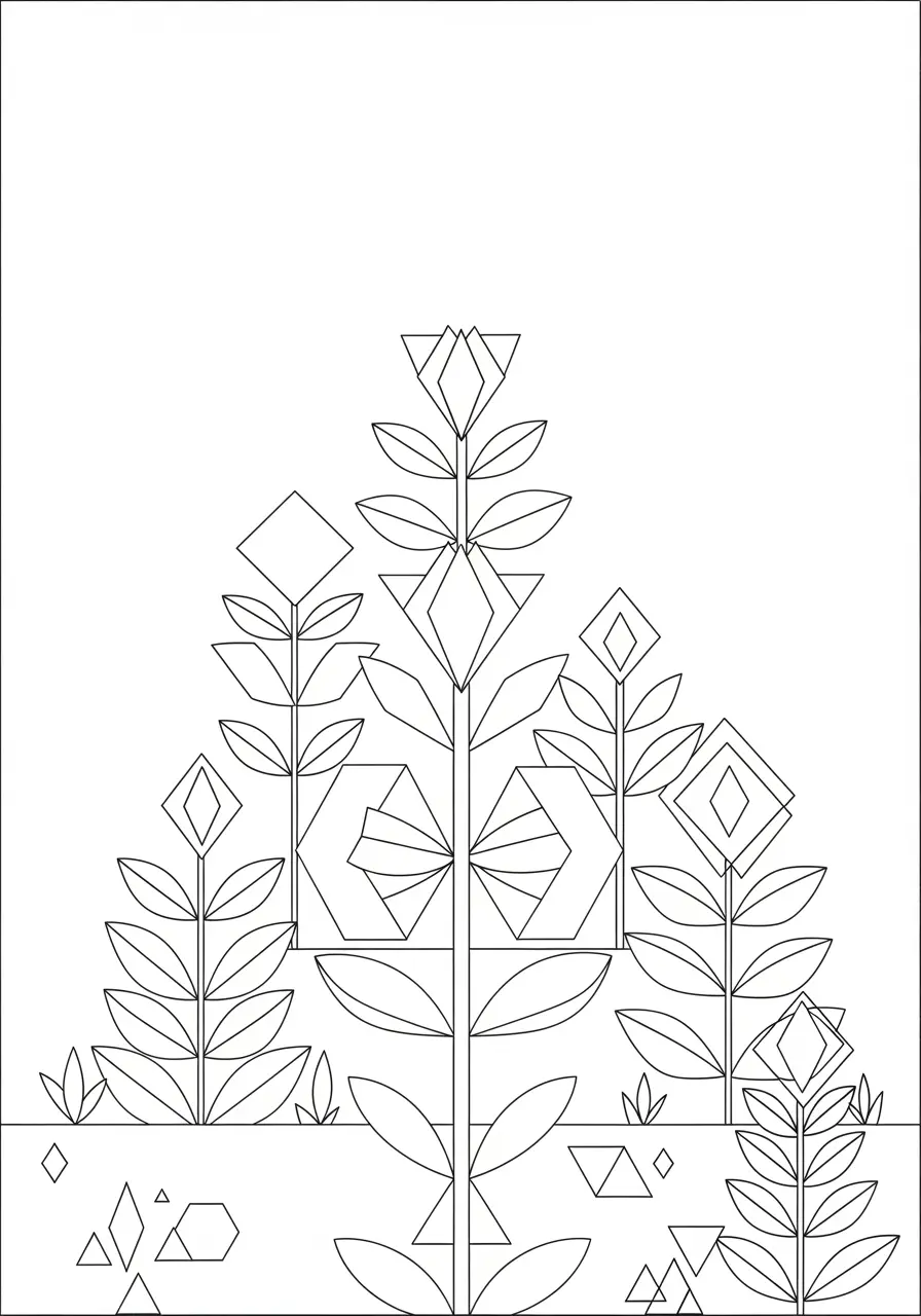 Geometric Garden Abstract Coloring Page