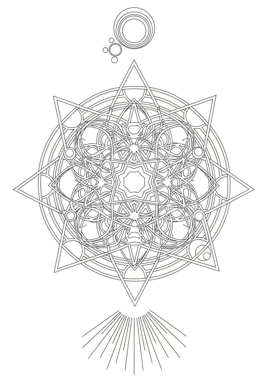 Geometrisches Harmonie-Mandala-Ausmalbild