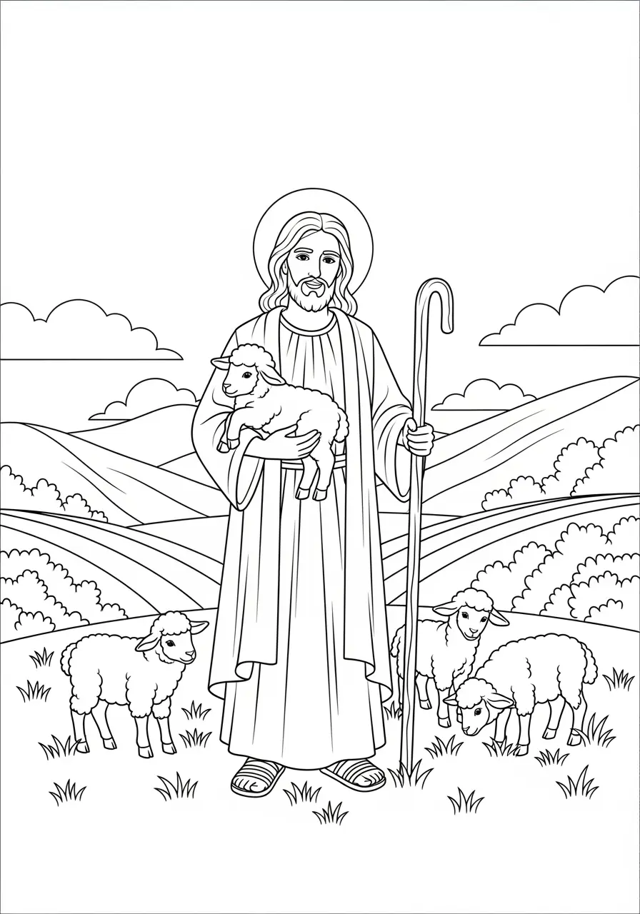 Good Shepherd Jesus Coloring Page