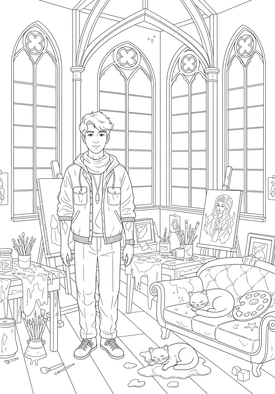 Gothic Art Studio Coloring Page