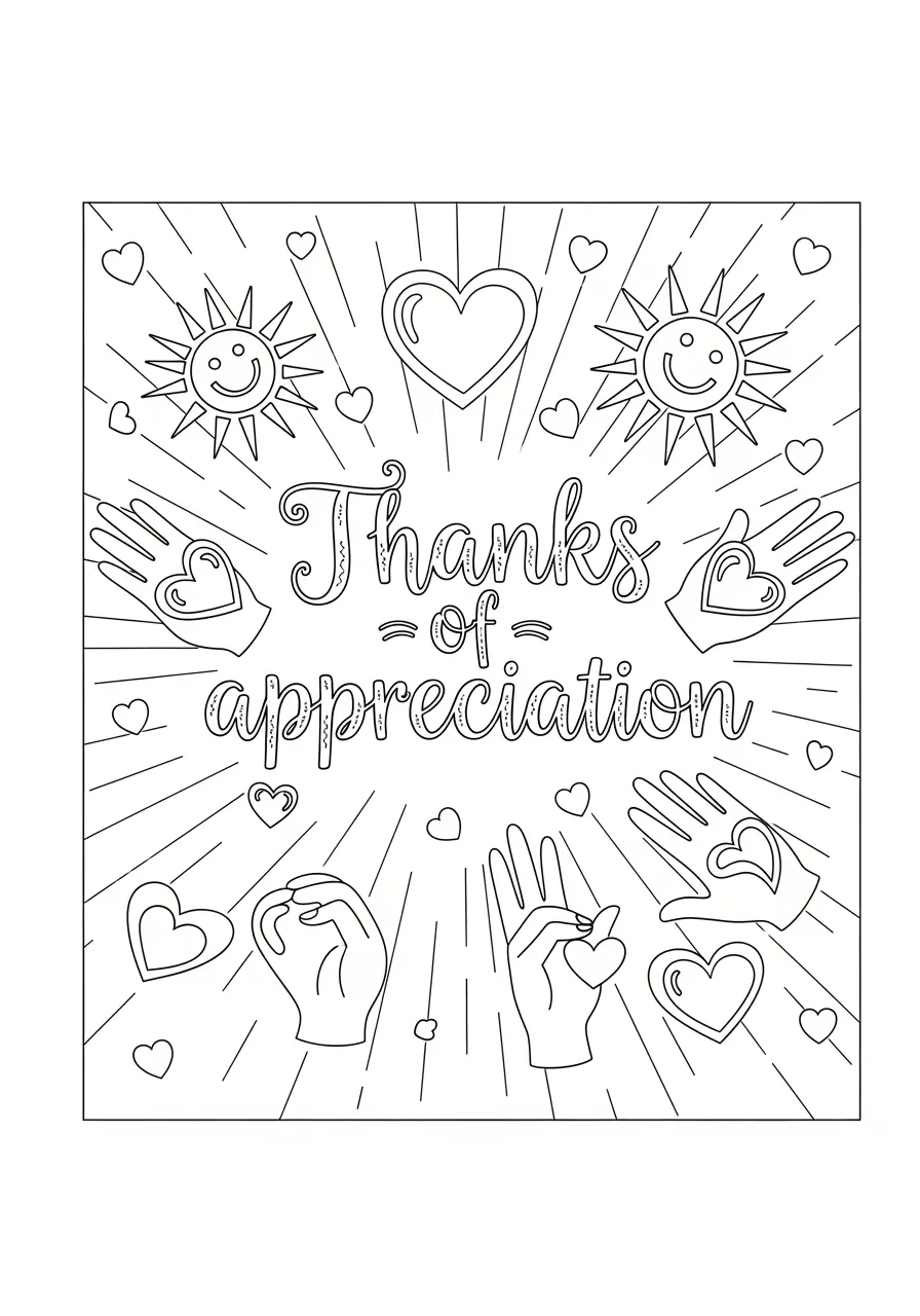 Gratitude Circle Mandala Coloring Page