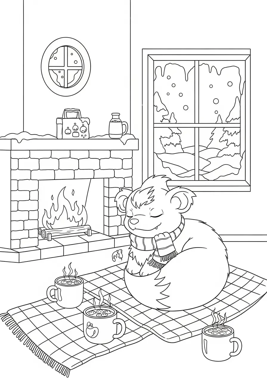 Growlithe Fireplace Pokemon Coloring Page