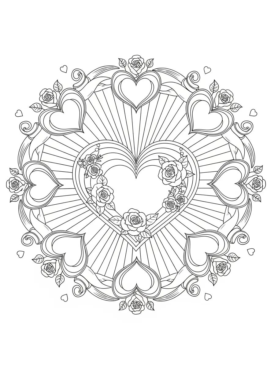 Heilig-Herz-Mandala-Ausmalbild
