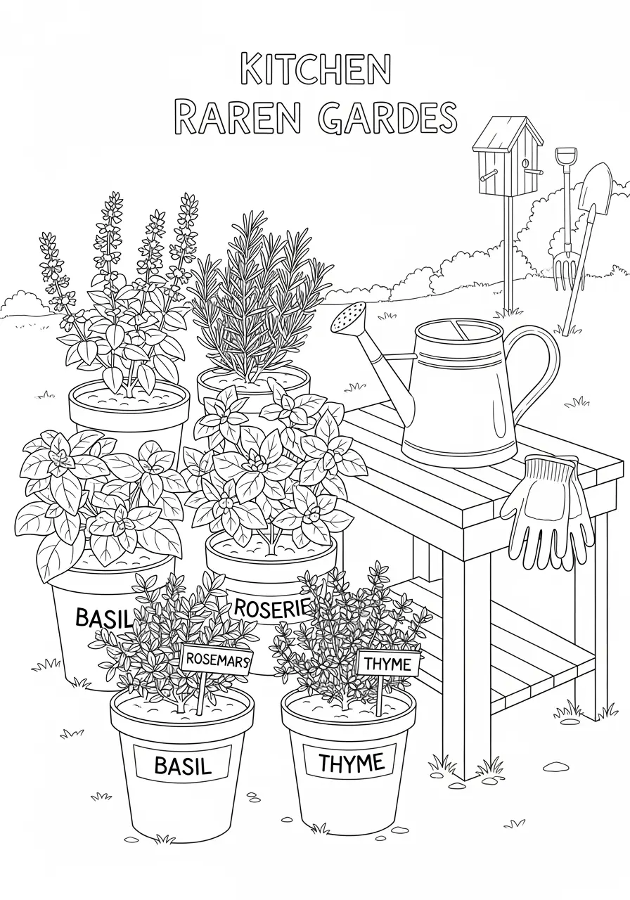 Herb Garden Flower Coloring Page