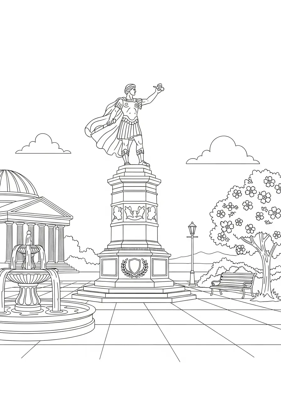 Heroic Monument Plaza Coloring Page