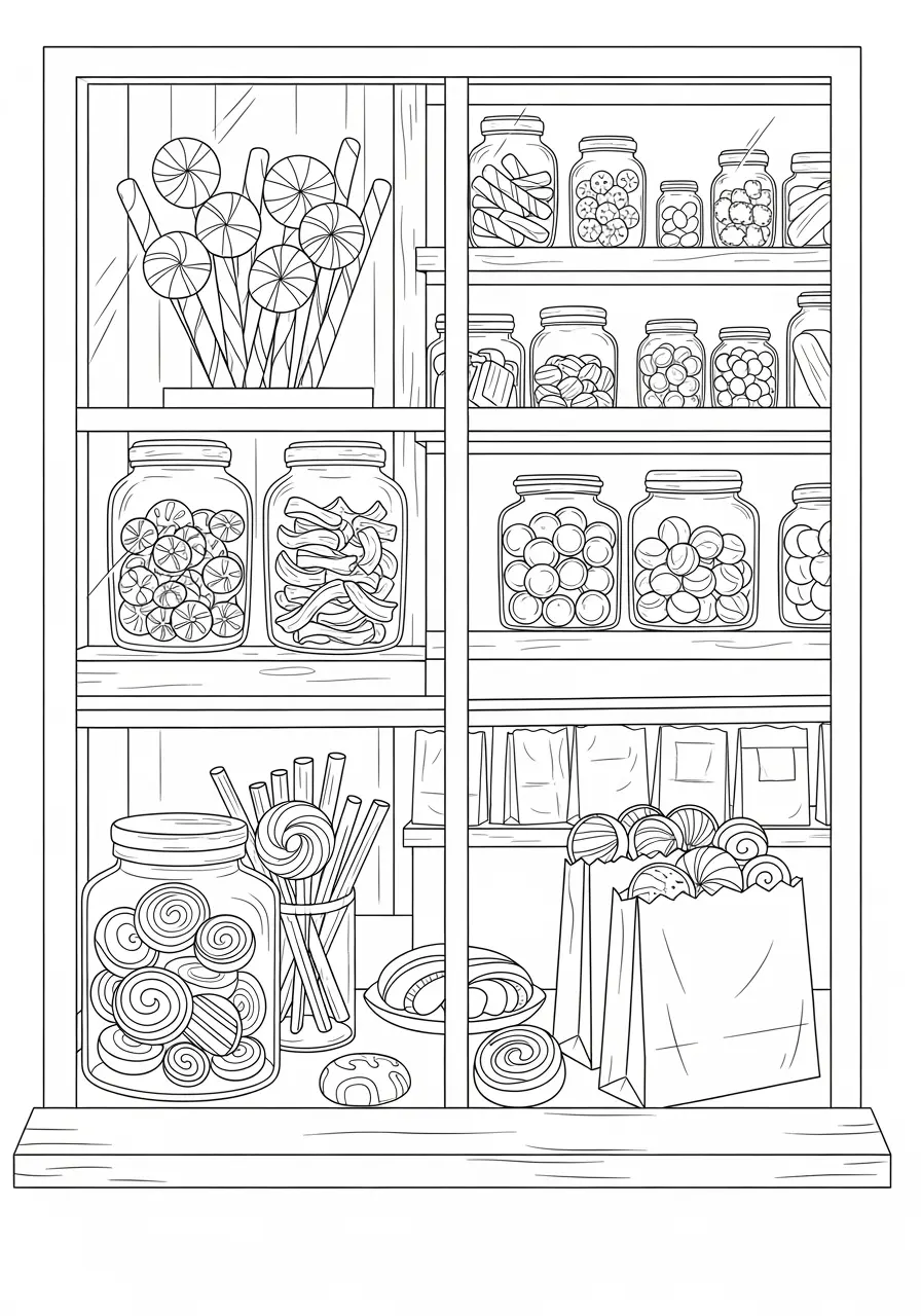 Holiday Candy Shop Christmas Coloring Page