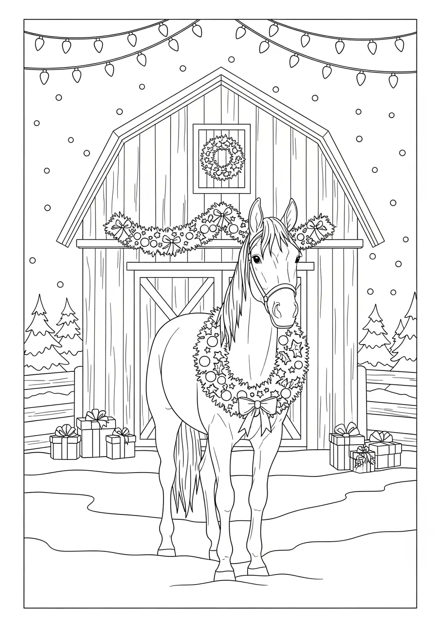 Holiday Horse Coloring Page