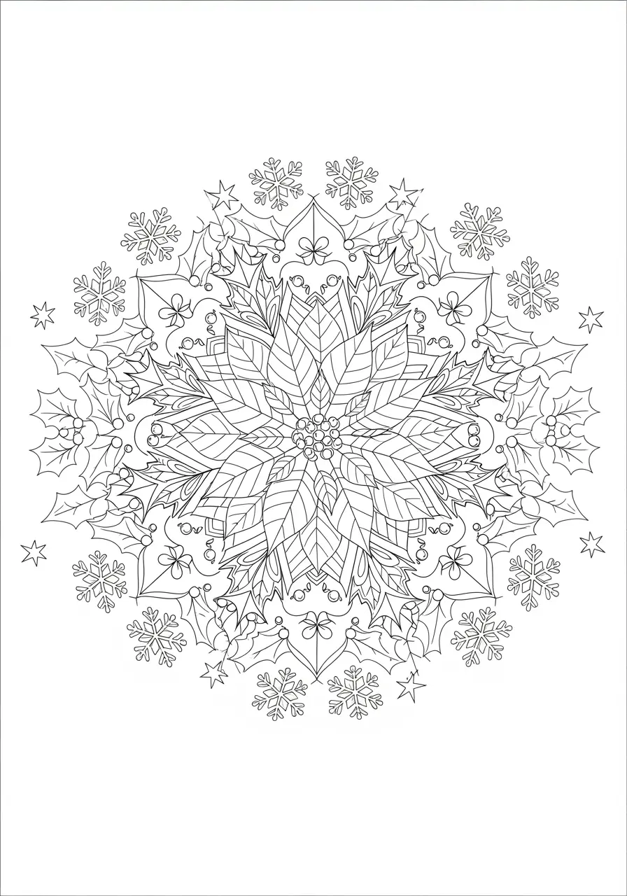 Holiday Mandala Christmas Coloring Page