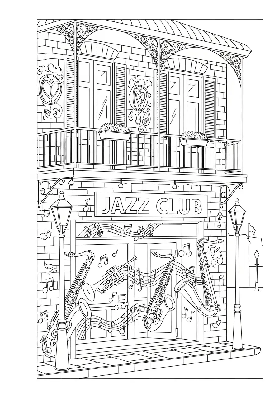 Jazz Club Graffiti Coloring Page