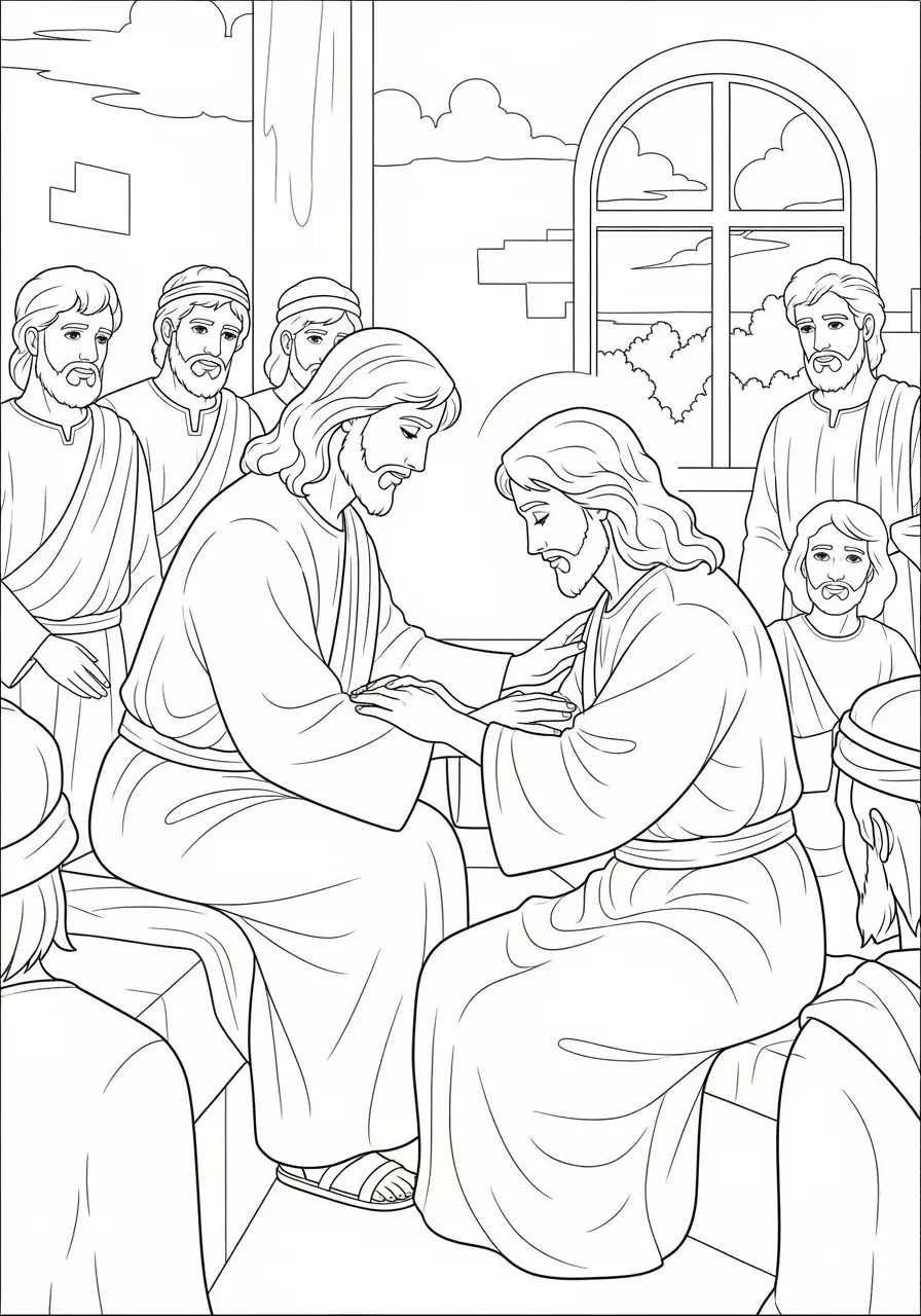 Jesus And Thomas Coloring Page