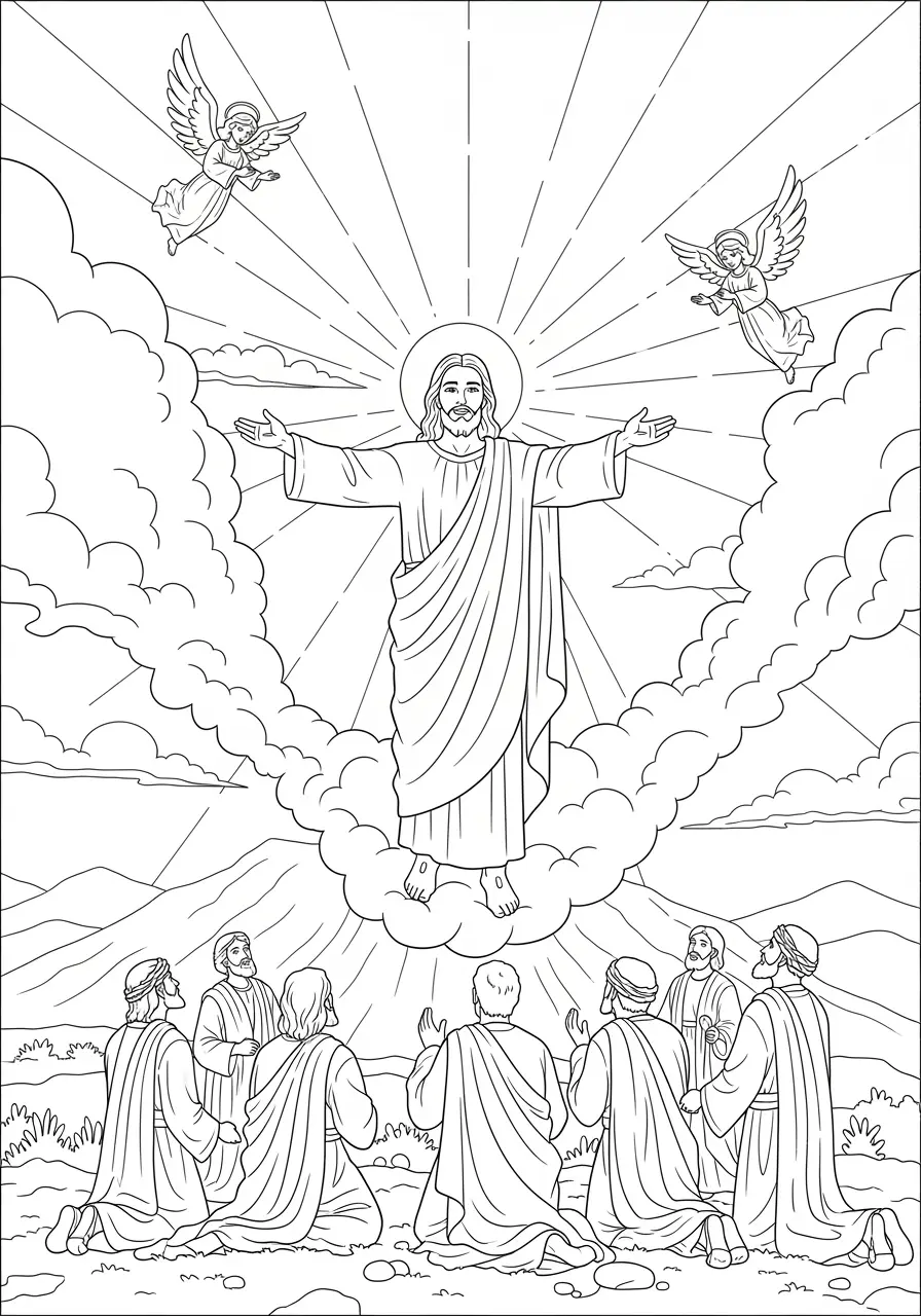 Jesus Ascension Coloring Page