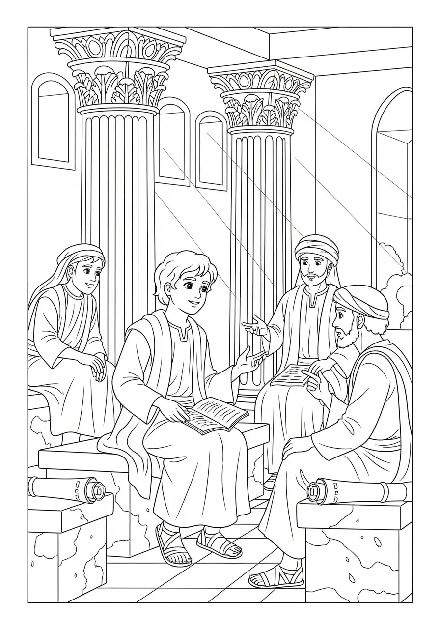 Jesus In The Temple Coloring Page