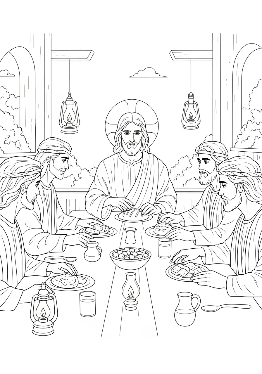 Jesus Last Supper Coloring Page