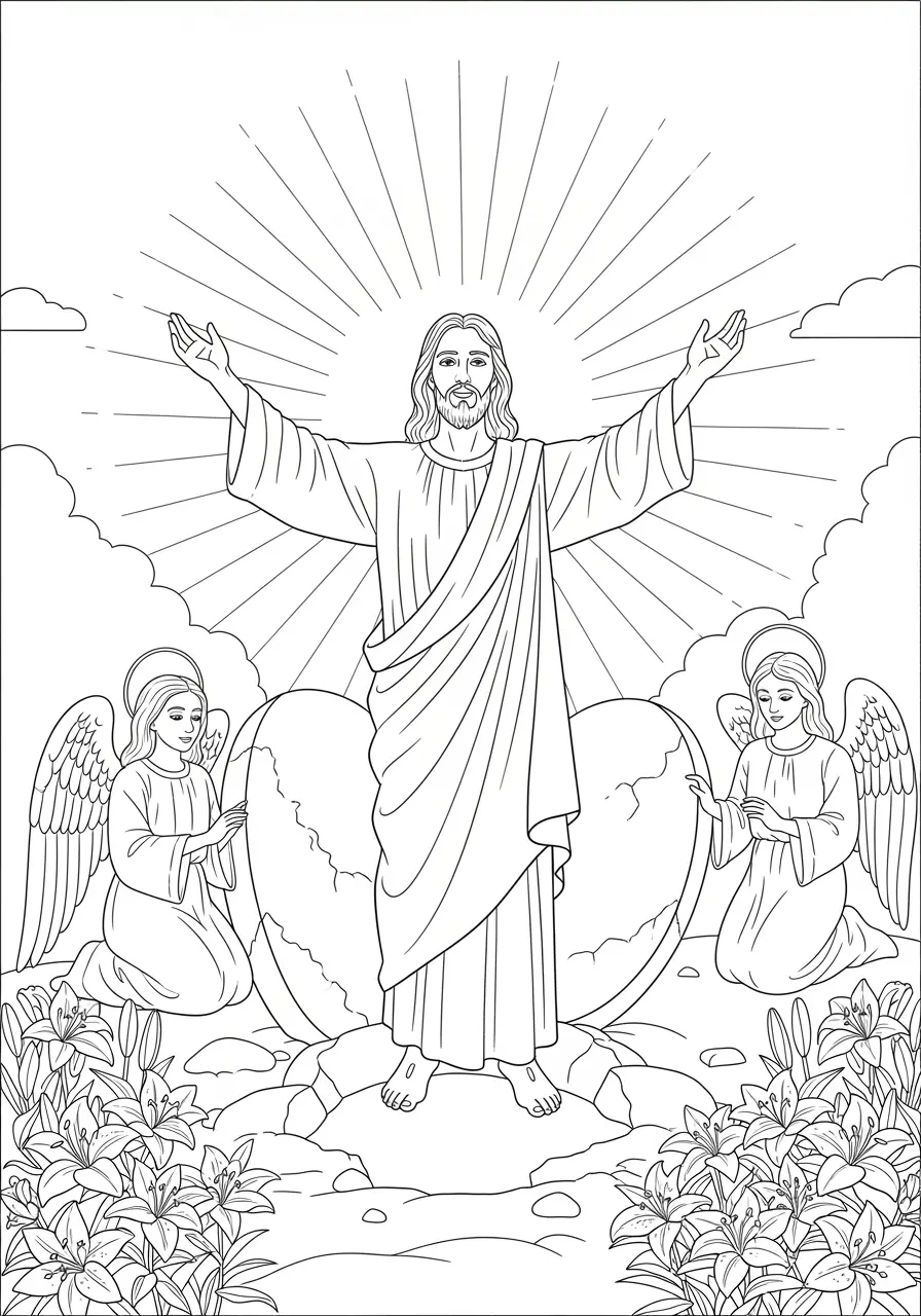 Jesus Resurrection Morning Coloring Page