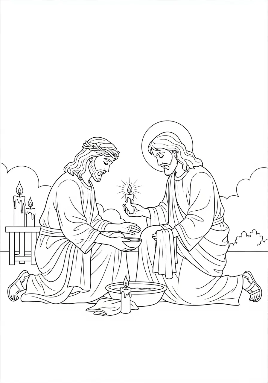 Jesus Washing Feet Coloring Page