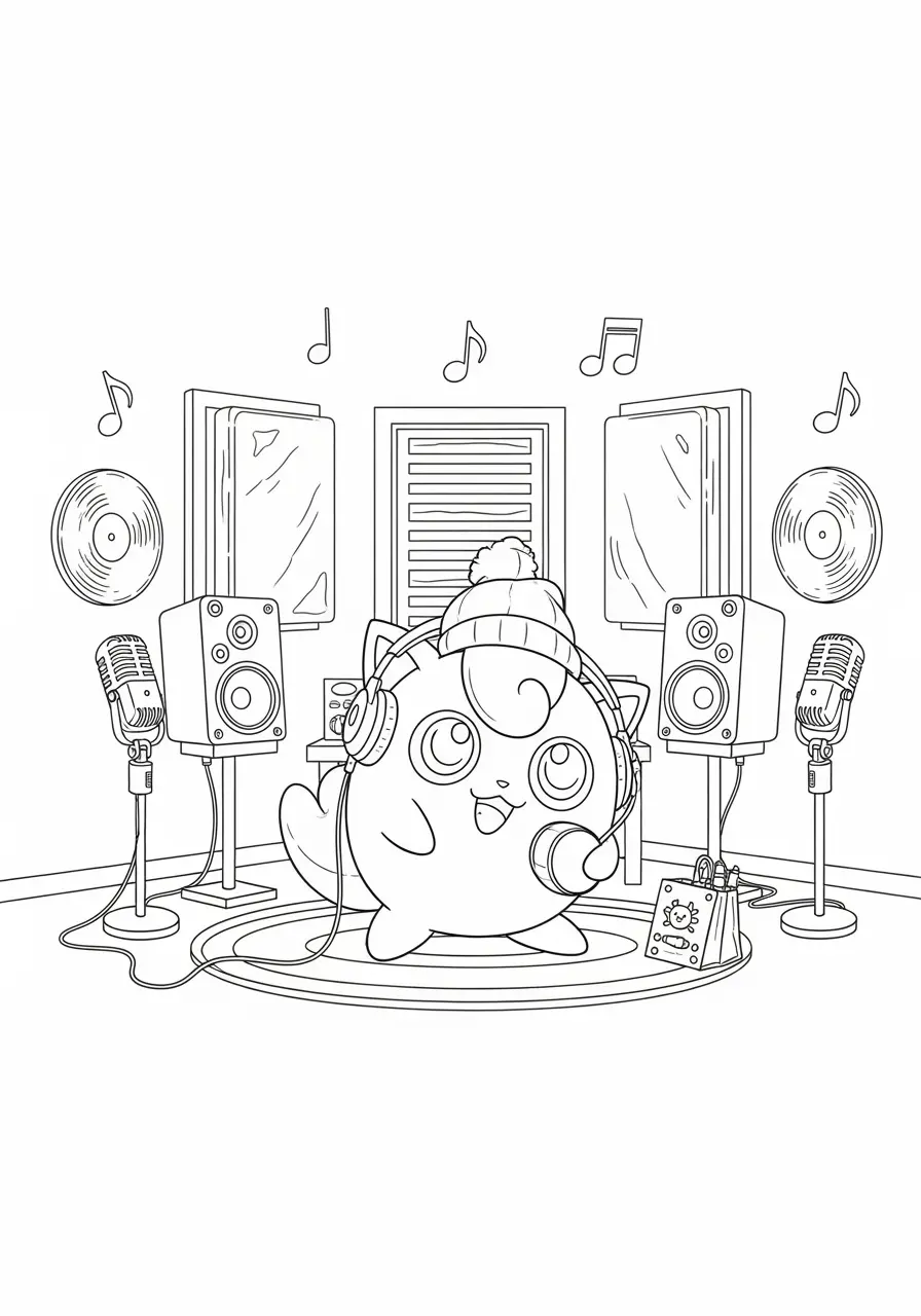 Jigglypuff Music Studio Pokemon Coloring Page