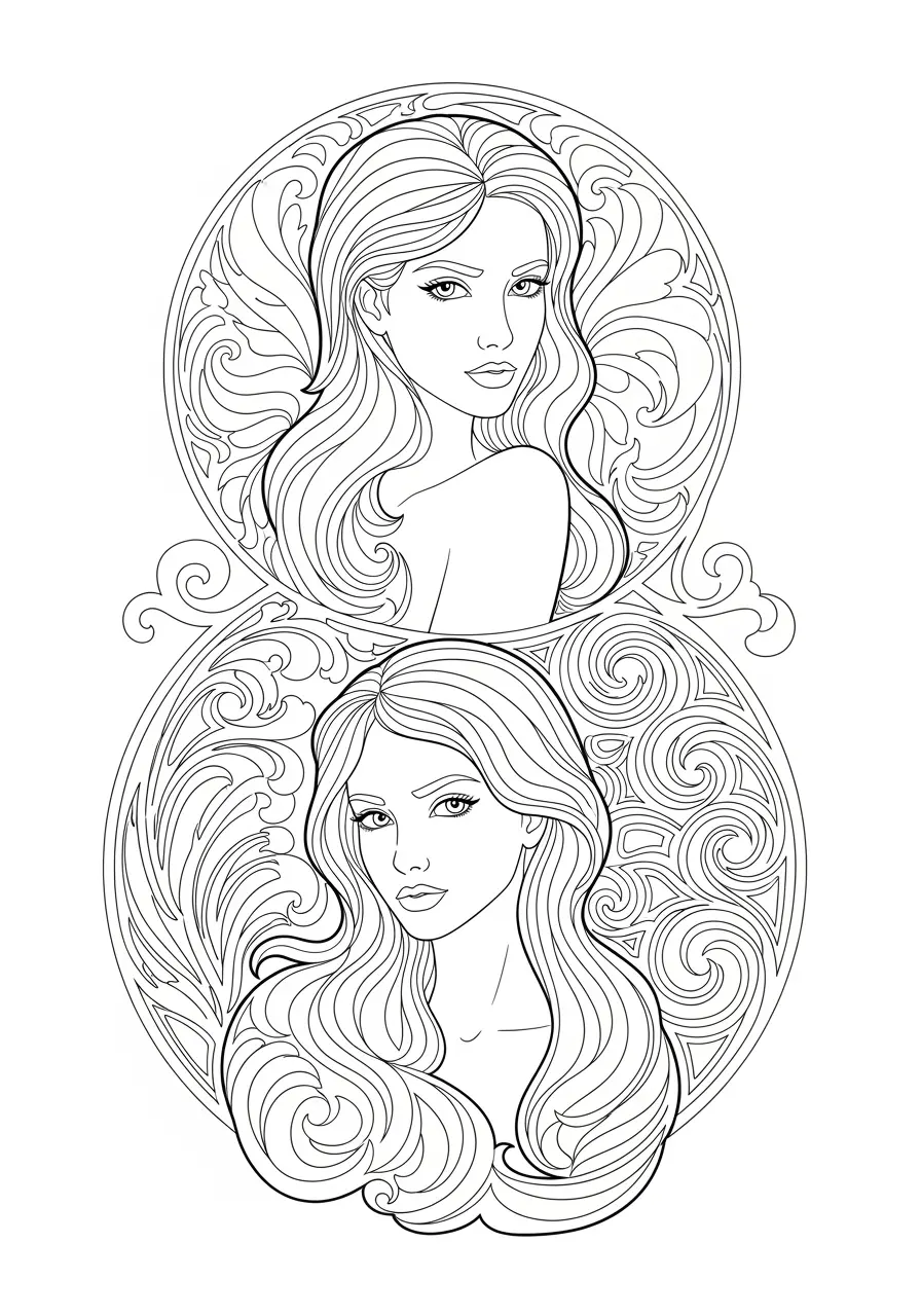 Jugendstil-Mandala-Ausmalbild