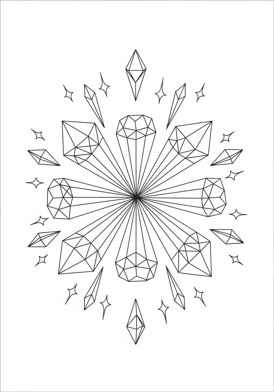 Kristall-Prisma-Mandala-Ausmalbild