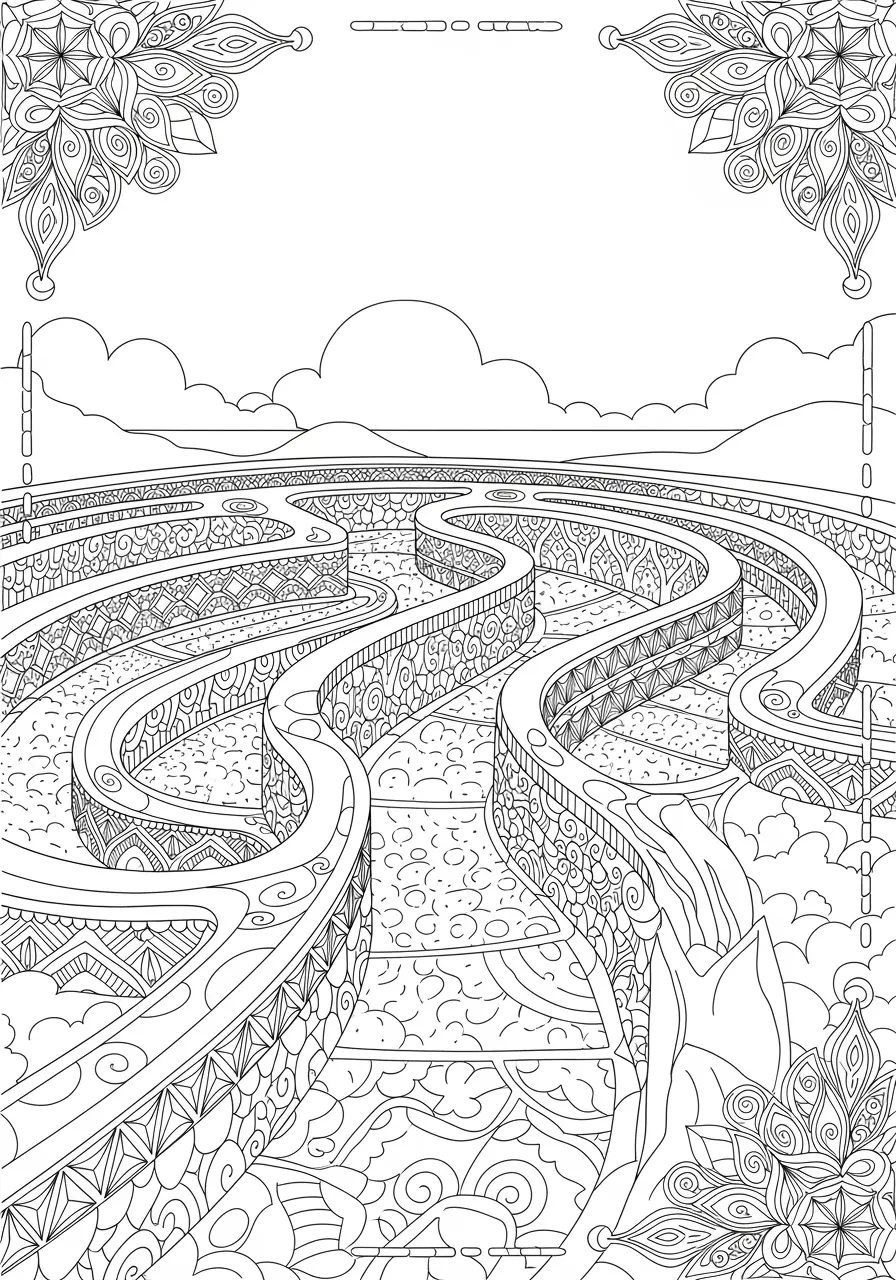 Labyrinth Zentangle Coloring Page for Adults
