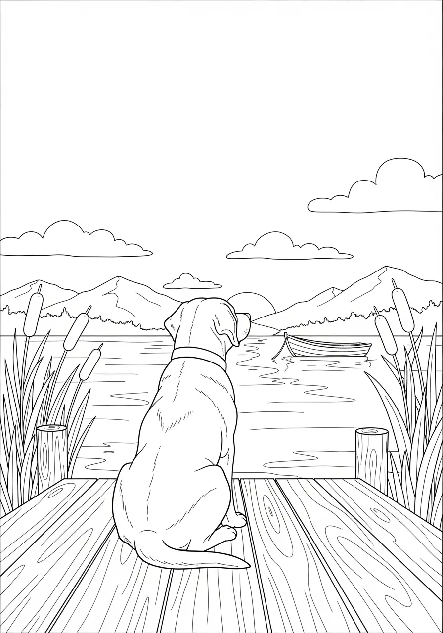 Lakeside Labrador Dog Coloring Page