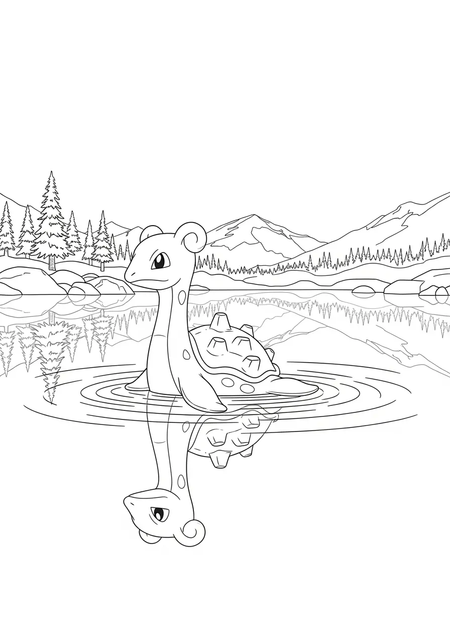 Lapras Lake Pokemon Coloring Page