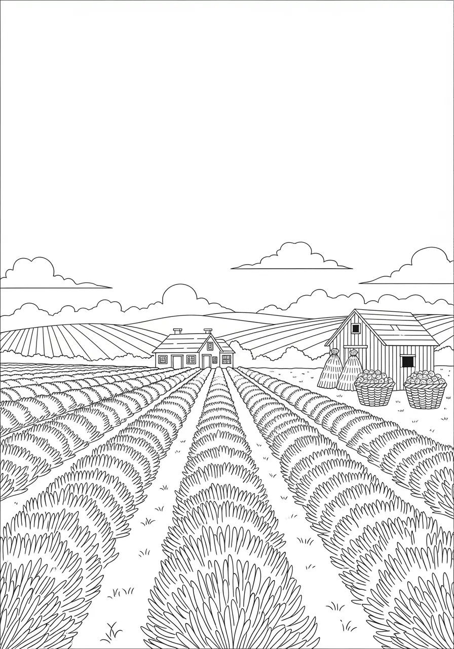 Lavendel-Farm-Ausmalbild