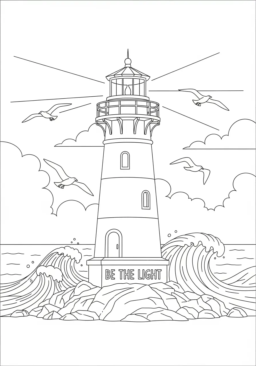 Lighthouse Faith Christian Coloring Page