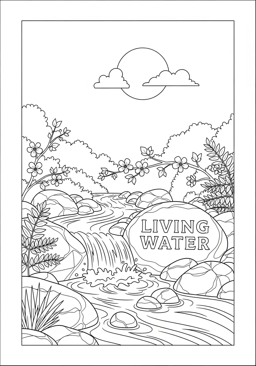 Living Water Christian Coloring Page