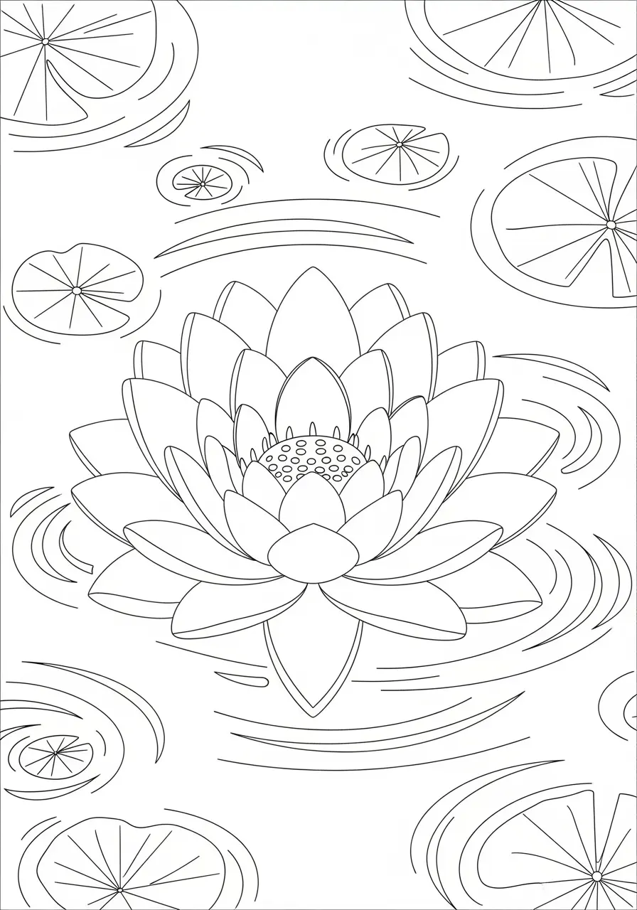 Lotusblüten-Mandala-Ausmalbild