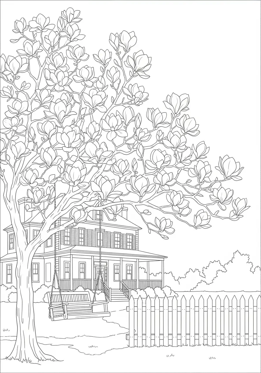 Magnolia Tree Coloring Page