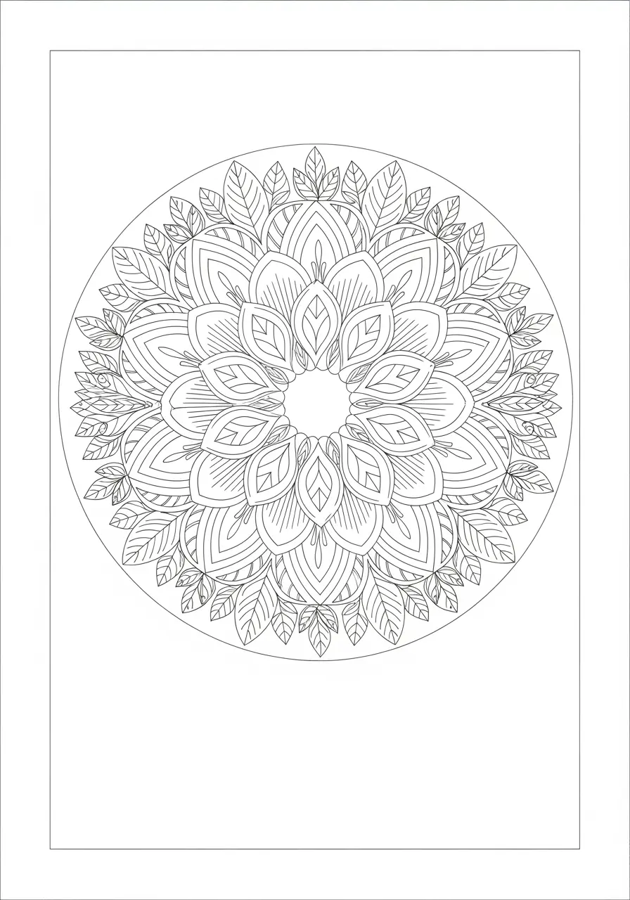 Mandala Garden Pattern Coloring Page for Adults