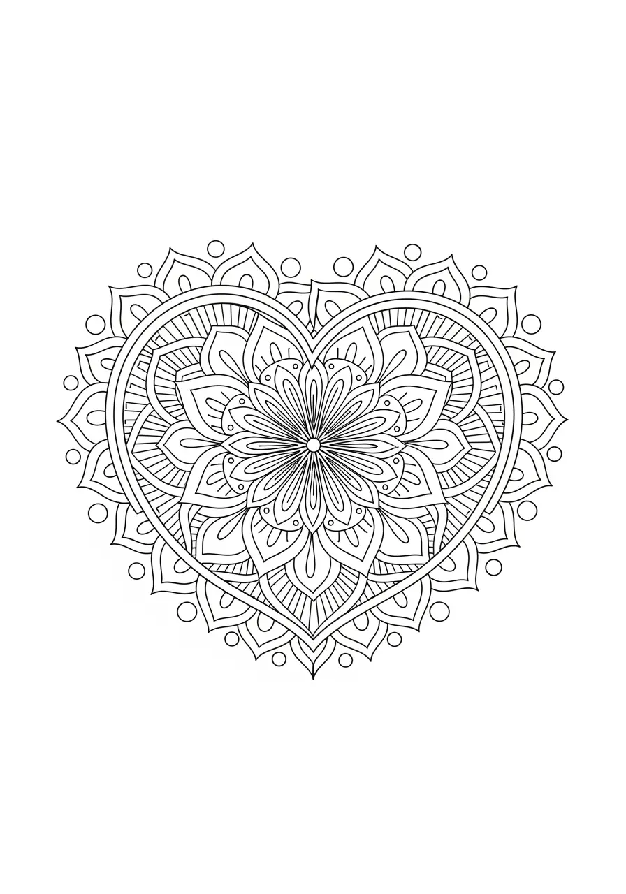 Mandala-Herz-Tattoo-Ausmalbild