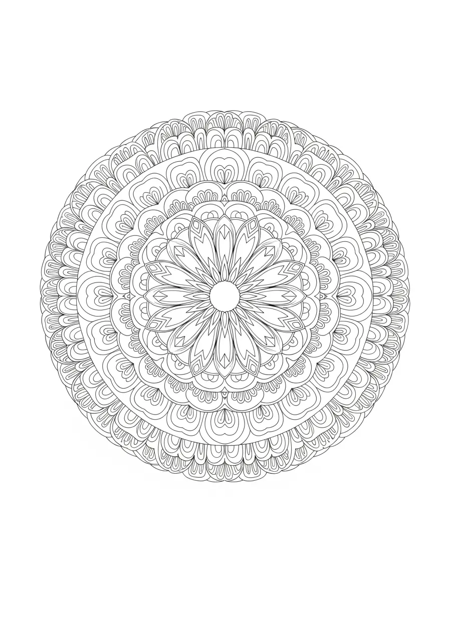 Mandala Zentangle Coloring Page for Adults