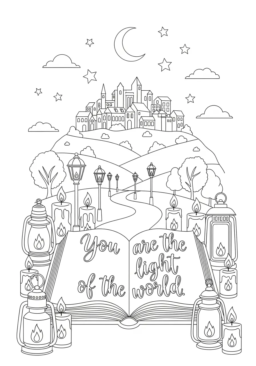 Matthew 5:14 Light Bible Verse Page