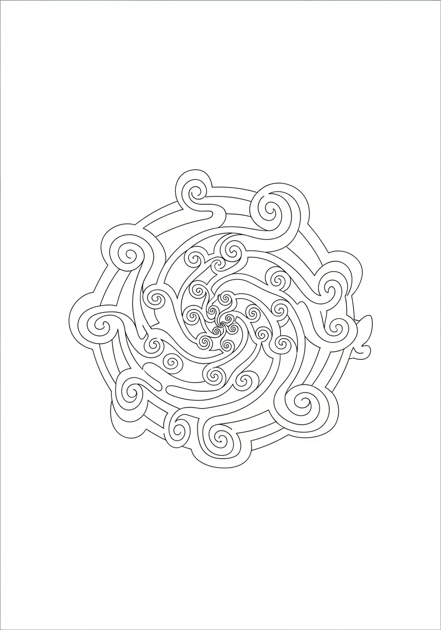 Meditation Spiral Abstract Coloring Page
