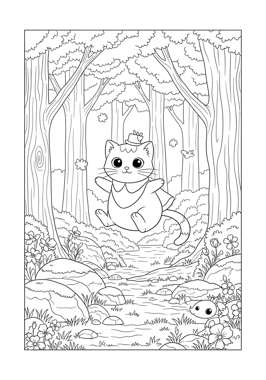 Mew Forest Glade Pokemon Coloring Page