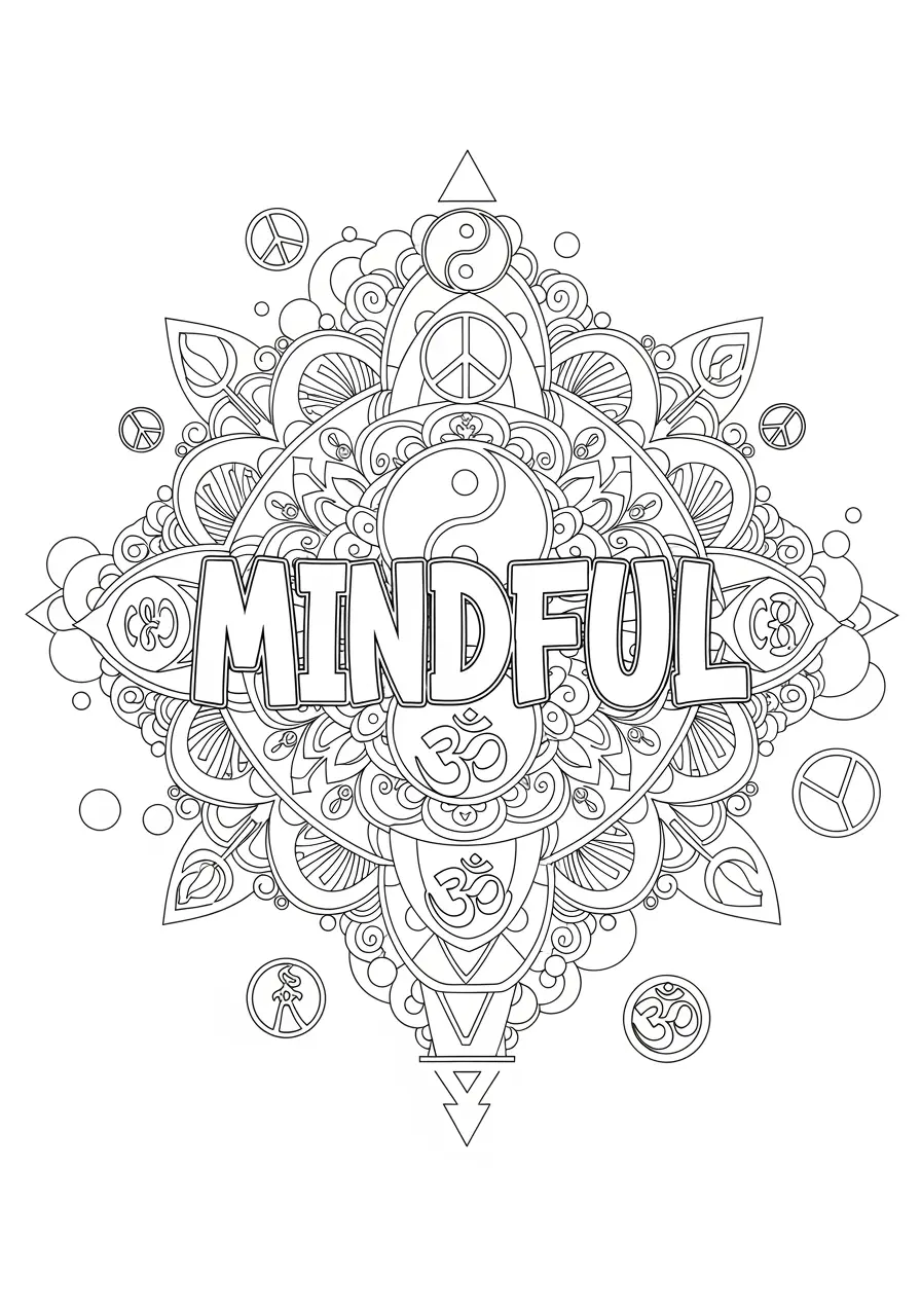 Mindfulness Mandala Graffiti Coloring Page