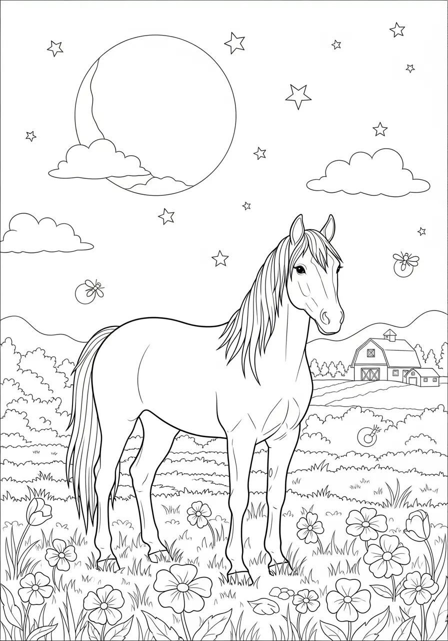 Moonlight Horse Coloring Page